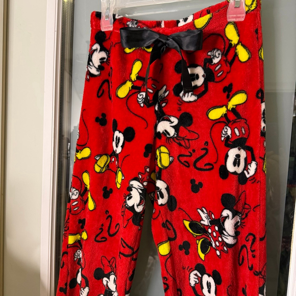 Disney Mickey & Minnie Mouse Plush Fleece Pajama Lounge Pants – Red – Size S (4– - Picture 2 of 5